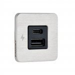 Интерьерная USB розетка TILE USB-A + USB-C интерьерная зарядная розетка - нержавеющая сталь