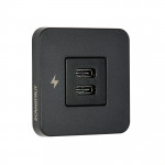 Интерьерная USB розетка TILE двойная USB-C интерьерная зарядная розетка - черная рамка