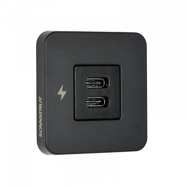 Интерьерная USB розетка TILE двойная USB-C интерьерная зарядная розетка - черная рамка