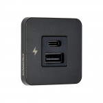 Интерьерная USB розетка TILE USB-A + USB-C интерьерная зарядная розетка - черная рамка