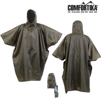 Плащ Comfortika Simple Poncho непромокаемый проклеенные швы хаки