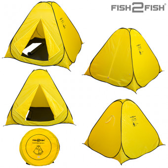 Палатка зимняя Fish 2 Fish автомат 2,0х2,0х1,5 м дно на молнии желтая